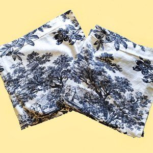 Pair Pottery Barn Matine Toile Euro Pillow Sham Set Black and White Pillow Shams